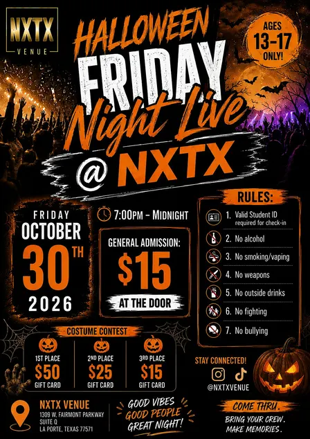 Halloween Friday Night Live @ NXTX | Ages 13–17