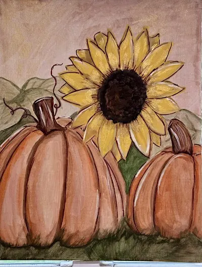 Sunflower & Pumpkins Wine and Canvas
