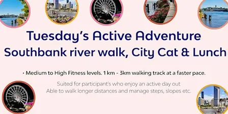 NDIS Active Adventure Day – Southbank River Walk, City Cat & Cafe Lunch