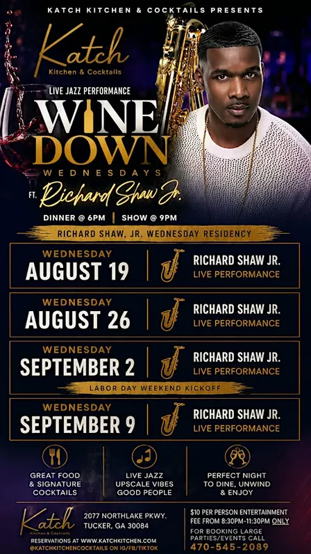 Wine Down Wednesdays at Katch | Richard Shaw Jr. Live Jazz | 9pm