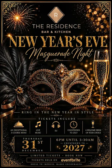 Masquerade Night – New Year’s Eve at The Residence Bar