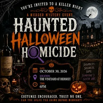 Haunted Halloween Homicide murder mystery at The Vineyard at Hershey