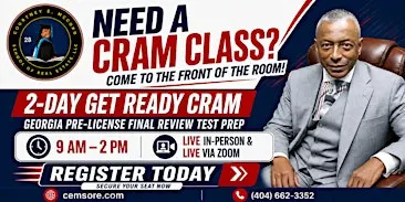 CRAM Class "LIVE /In Person & LIVE/via ZOOM (Saturday & Sunday 9AM - 2PM)