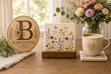 Floral Farmhouse Stone Coaster Class + Wood Base | Fall art workshop