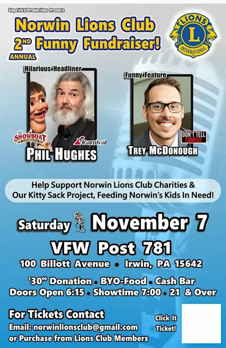 The Norwin Lions Club Presents Funny Fundraiser Stand-up Comedy Show