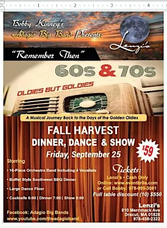 Adagio BIG Band presents ~ FALL HARVEST Dinner Dance Show