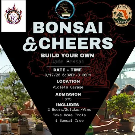 Bonsai & Cheers at Violets Garage  | Jade Bonsai Workshop