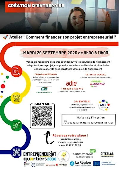 Atelier "Comment financer mon projet entrepreneurial ?" à RIVE-DE-GIER