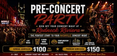 Kick Off Your Concert Night at Redneck Riviera