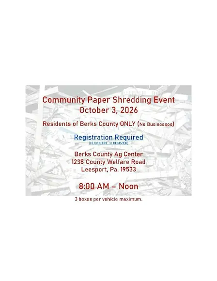 BERKS COUNTY - PAPER SHREDDING EVENT - October 3, 2026