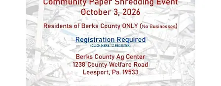 BERKS COUNTY - PAPER SHREDDING EVENT - October 3, 2026