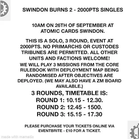 Swindon Burns 2 (Horus Heresy event)