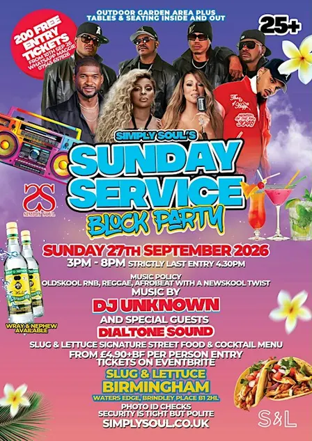 Simply Soul Sunday Block Party - 27th September 2026 - Birmingham