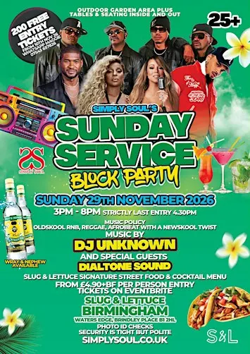 Simply Soul Sunday Block Party - 29th November 2026 - Birmingham