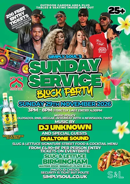 Simply Soul Sunday Block Party - 29th November 2026 - Birmingham