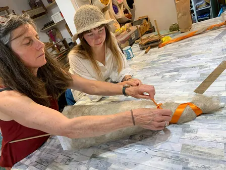 Flax spinning training with Amanda Hannaford