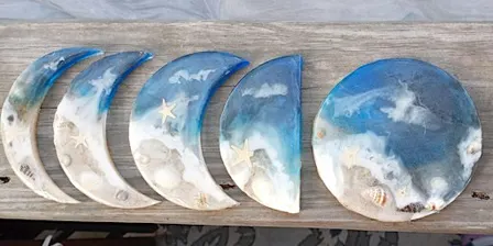 Resin moon phases workshop- you pick - using crystals and glass