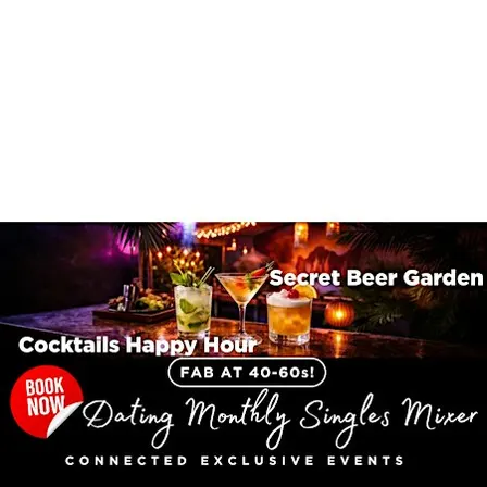 Secret Beer Garden Cocktails  Happy Hour Dating Monthly Singles Mixer