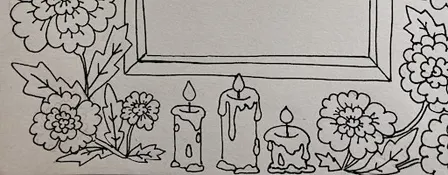 Hand drawn Marigold Frame dia de los muertos