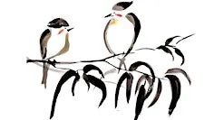 Black Ink Birds on a Branch: Ink Wash Art Class for Adults and Teens