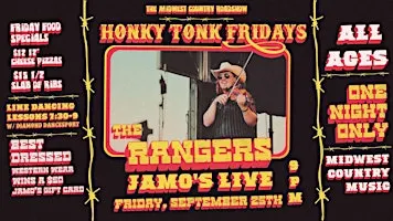 Honky Tonk Fridays | The Rangers & Line Dancing at 7:30pm @ Jamo's Live