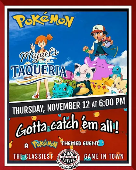 Pokemon Themed Trivia at Miguel's Salsa