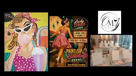 Vintage theme Paint, Sip & Bowling