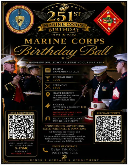 251st Marine Corps Birthday Ball | Blount Island Command & 4th AABn Co. B