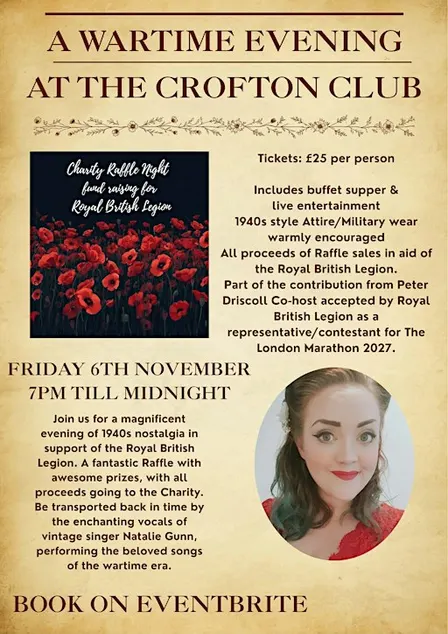 A Wartime Evening with live entertainment and a fund raising raffle for RBL
