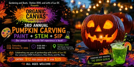 Organic Canvas™ 3rd Annual Pumpkin Carving Paint + STEM + Sip