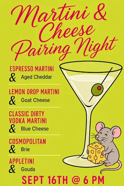 Martini & Cheese Pairing Class