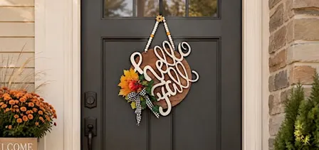 Hello Fall Wood Door Sign