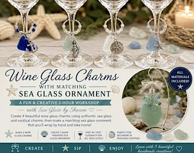 DIY Holiday Sea Glass Wine Glass Charms With Matching Ornament