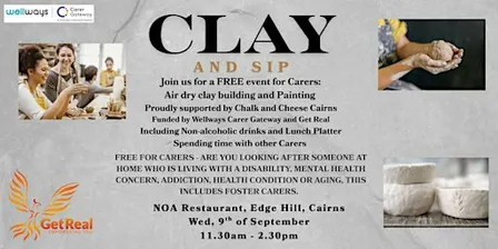 FREE Clay & Sip event (non-alcoholic) for Carers in Cairns