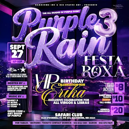 PURPLE RAIN 3 “ FESTA ROXA “
