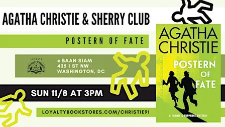 Agatha Christie + Sherry Club Chats Postern of Fate