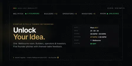 Startup Pitch & Themed Networking Melbourne | Unlock Your Idea