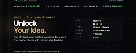 Startup Pitch & Themed Networking Montreal | Unlock Your Idea
