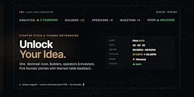 Startup Pitch & Themed Networking Montreal | Unlock Your Idea