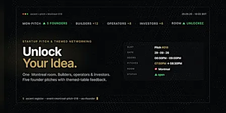 Startup Pitch & Themed Networking Montreal | Unlock Your Idea