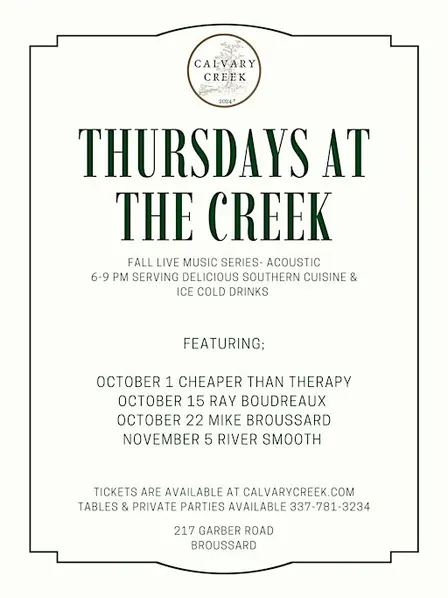 Thursdays at the Creek Featuring Ray  Boudreaux