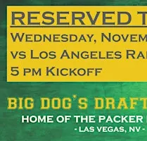 Draft House-Week 12 Packer Game Reserved Tables (Rams 5pm Kickoff)