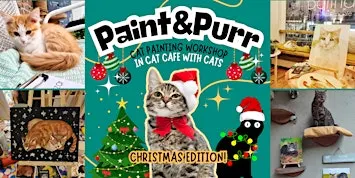 Cat Painting Workshop in Cat Cafe with Cats - for beginners - Christmas