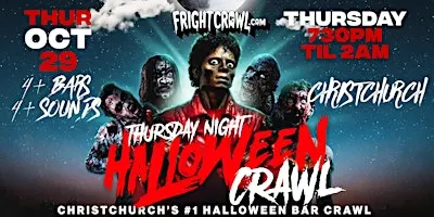The Fright Crawl | Christchurch Halloween Bar Crawl 2026 | Thursday, October 29