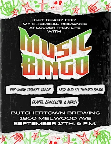 Louder Than Life/My Chemical Romance Music Bingo and Trinket Trade