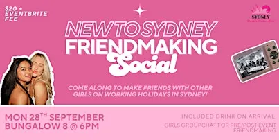New To Sydney Friendmaking Social | Sydney Working Holiday Girls