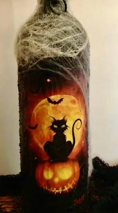 Halloween Wine Bottle Painting