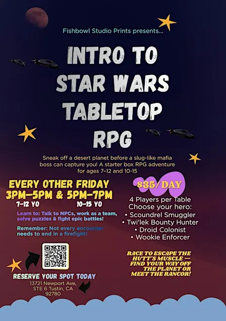 Intro to Star Wars RPG, 10-15+ 5-7PM
