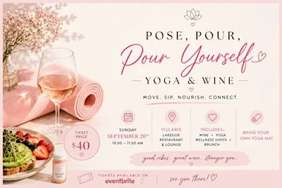 Yoga, Wine and Brunch Yoga by The Lake