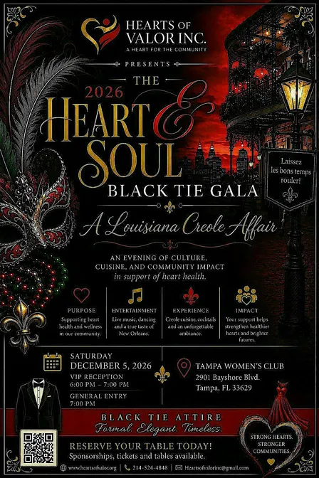 Hearts of Valor Inc’s Annual Black Tie Gala: A Louisiana Creole Affair